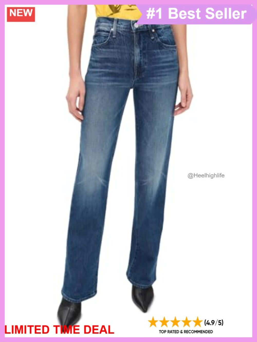 High Rise Straight Leg Kick It Crop Jeans Low Stretch Denim